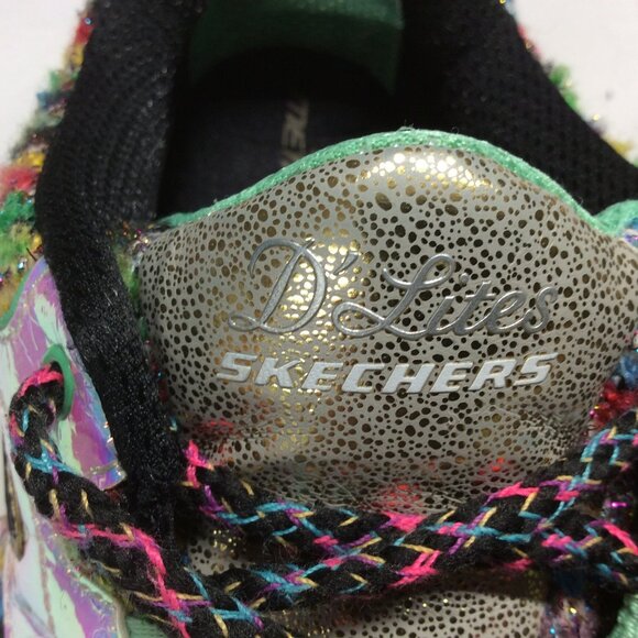 Skechers D-Lites Metallic Lace Up Sneakers Iridescent 10 M Silver Gold 2015 - Picture 11 of 11